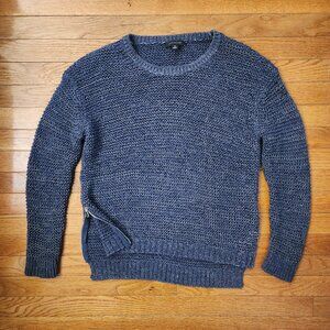 Ann Taylor Dark Gray & White Knit Sweater with Side Zippers